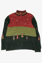 Trees Vintage Ugly Christmas Partial Zip Pullover (1990s)