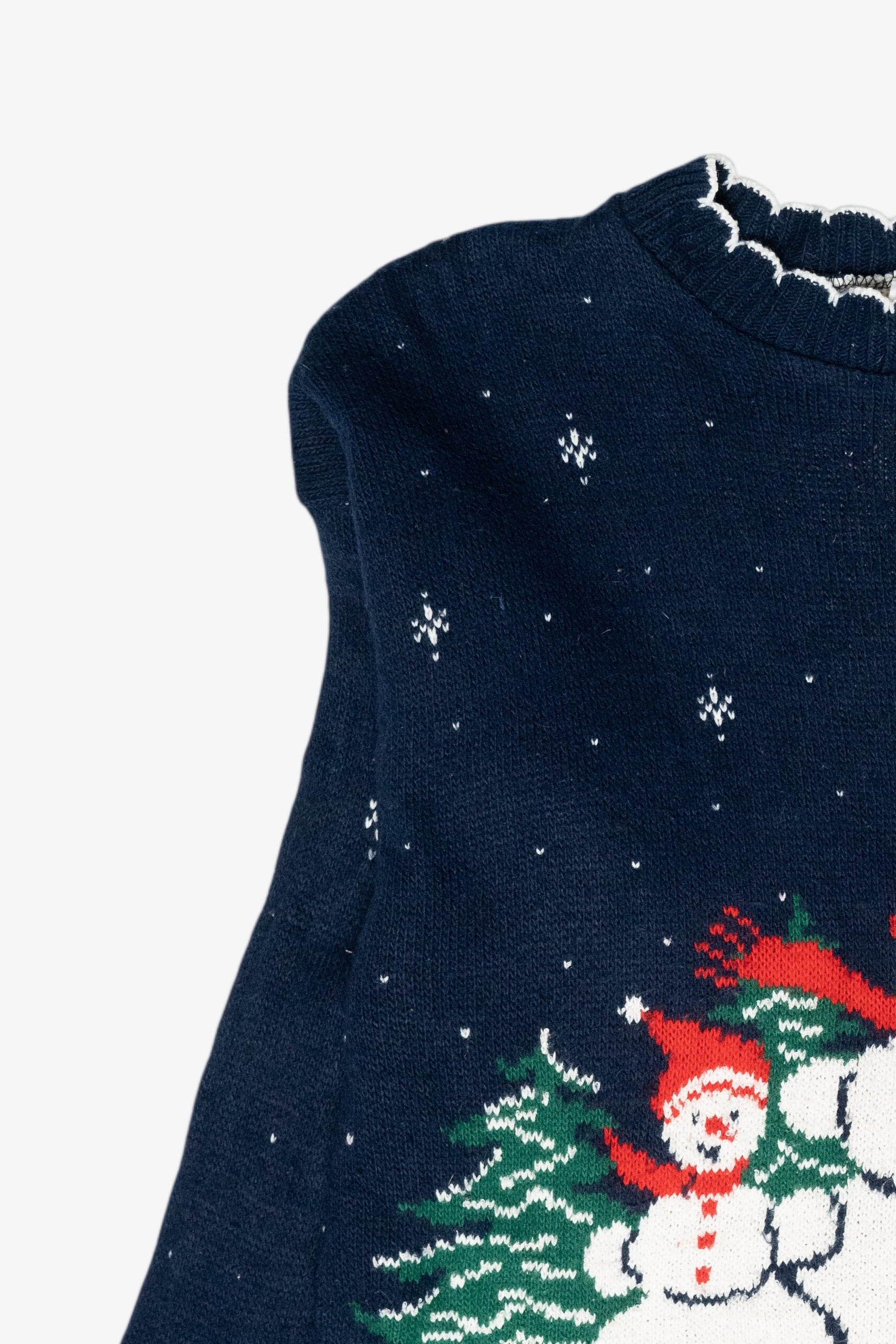 Sledding Snowmen Vintage Ugly Christmas Sweater (1980s)