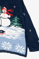 Sledding Snowmen Vintage Ugly Christmas Sweater (1980s)