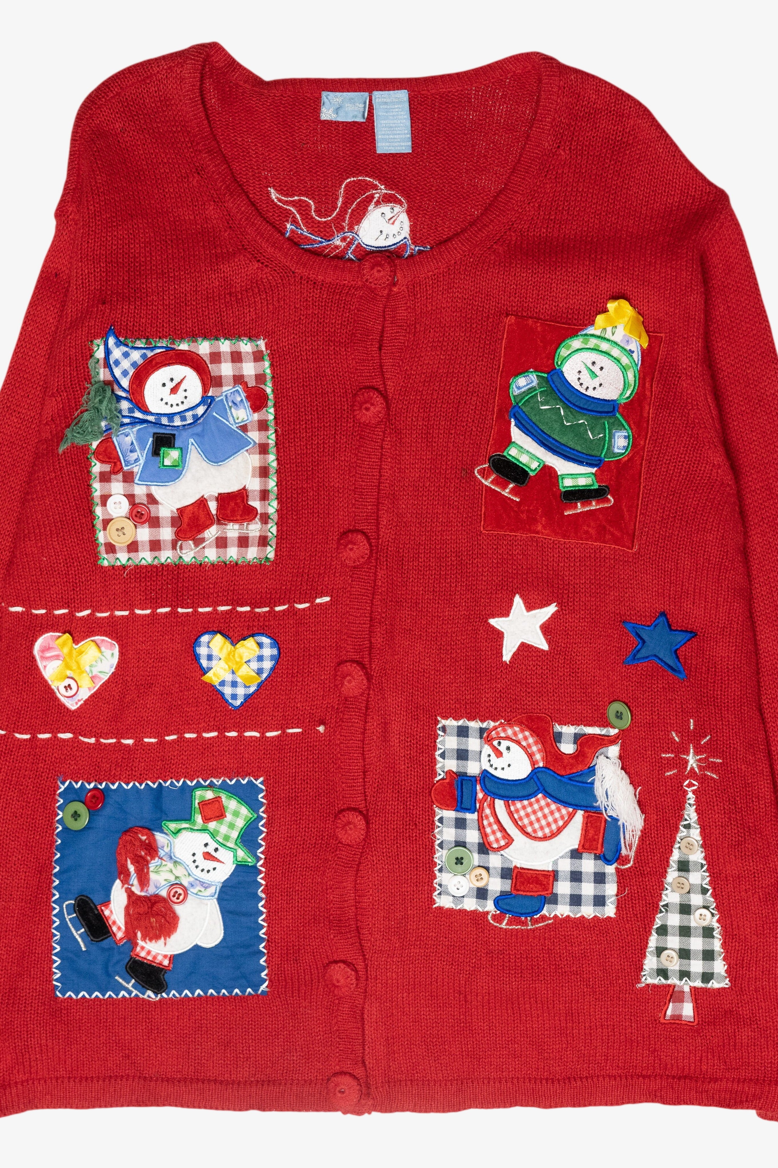 Ice Skating Snowmen Vintage Ugly Christmas Sweater (2000s)