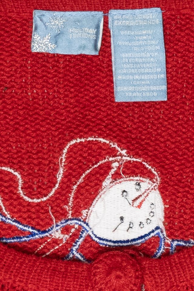 Ice Skating Snowmen Vintage Ugly Christmas Sweater (2000s)