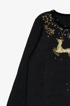 Vintage Quacker Factory Gold Reindeer Ugly Christmas Sweater (1990s)