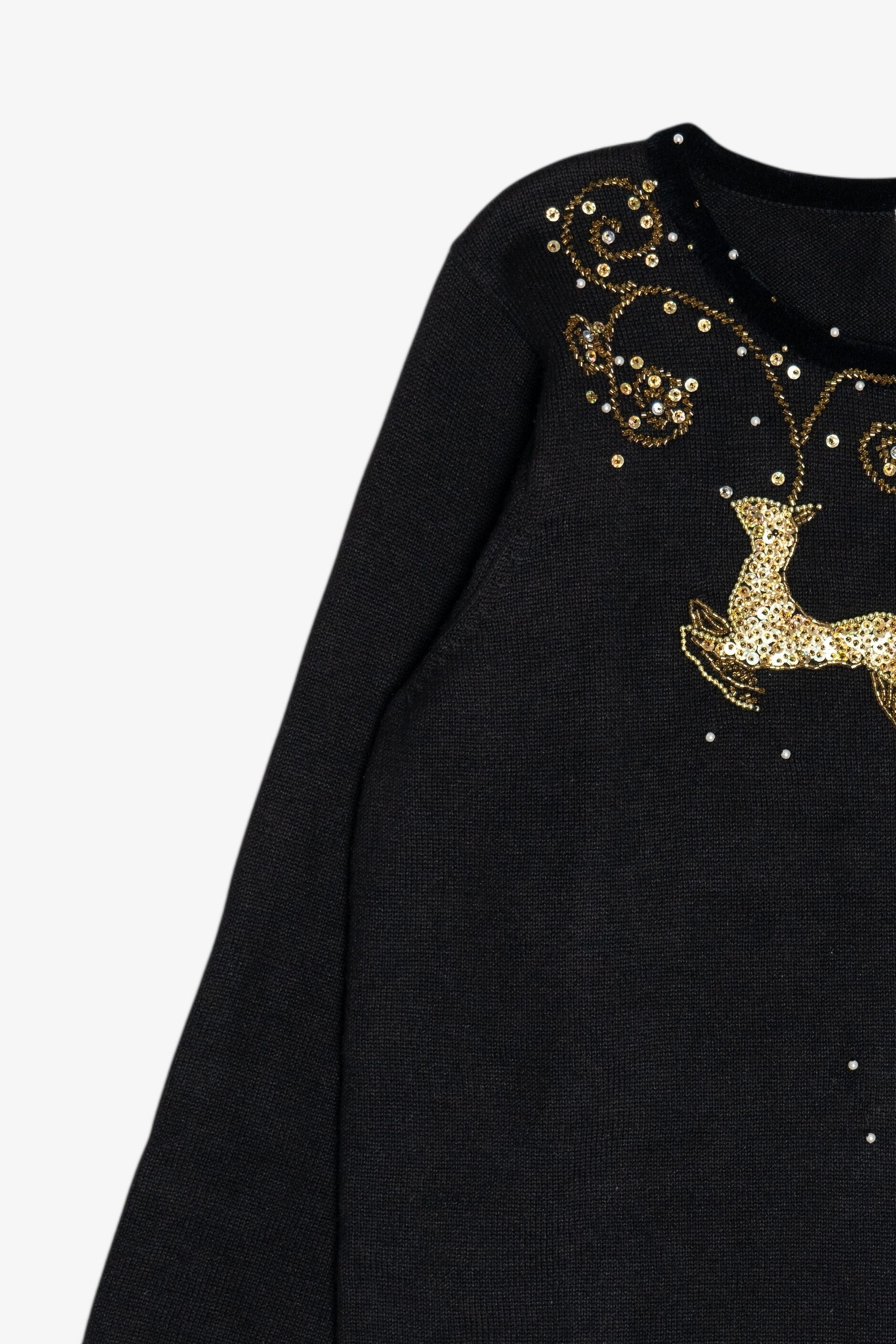 Vintage Quacker Factory Gold Reindeer Ugly Christmas Sweater (1990s)