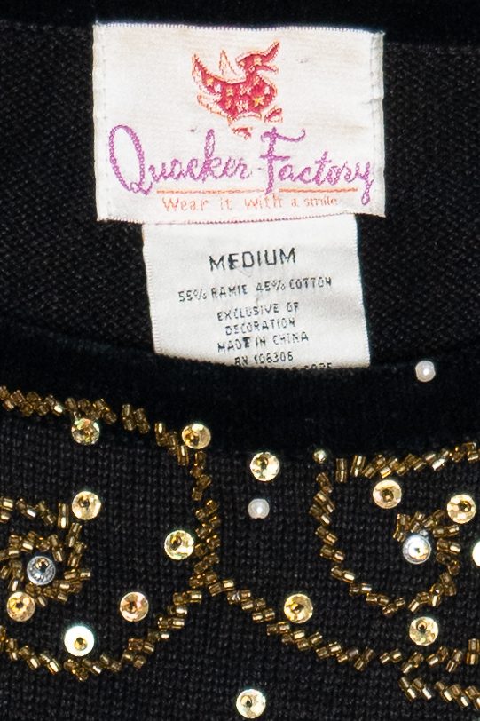 Vintage Quacker Factory Gold Reindeer Ugly Christmas Sweater (1990s)