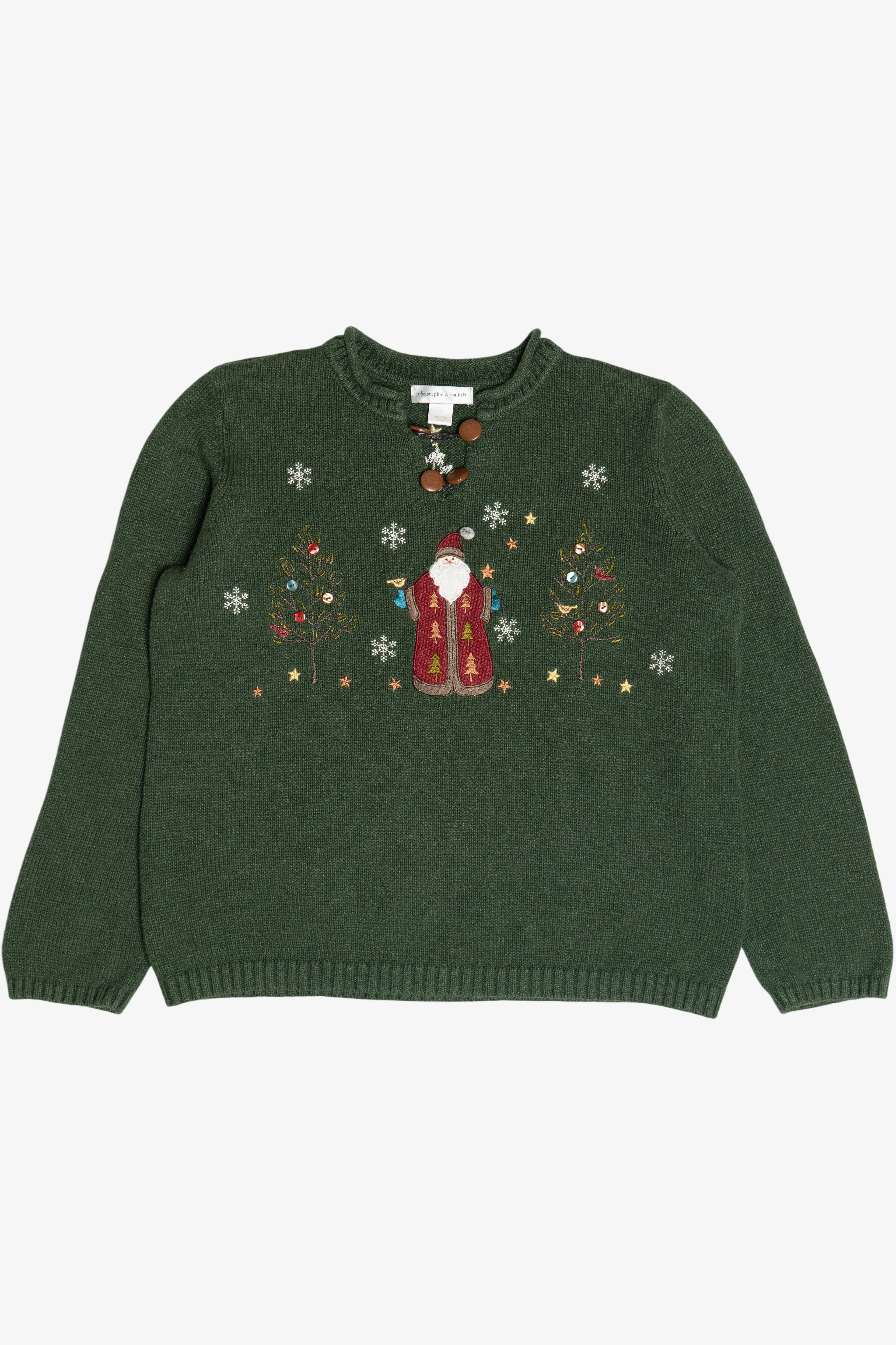Vintage Christopher & Banks Santa Ugly Christmas Sweater (2000s)