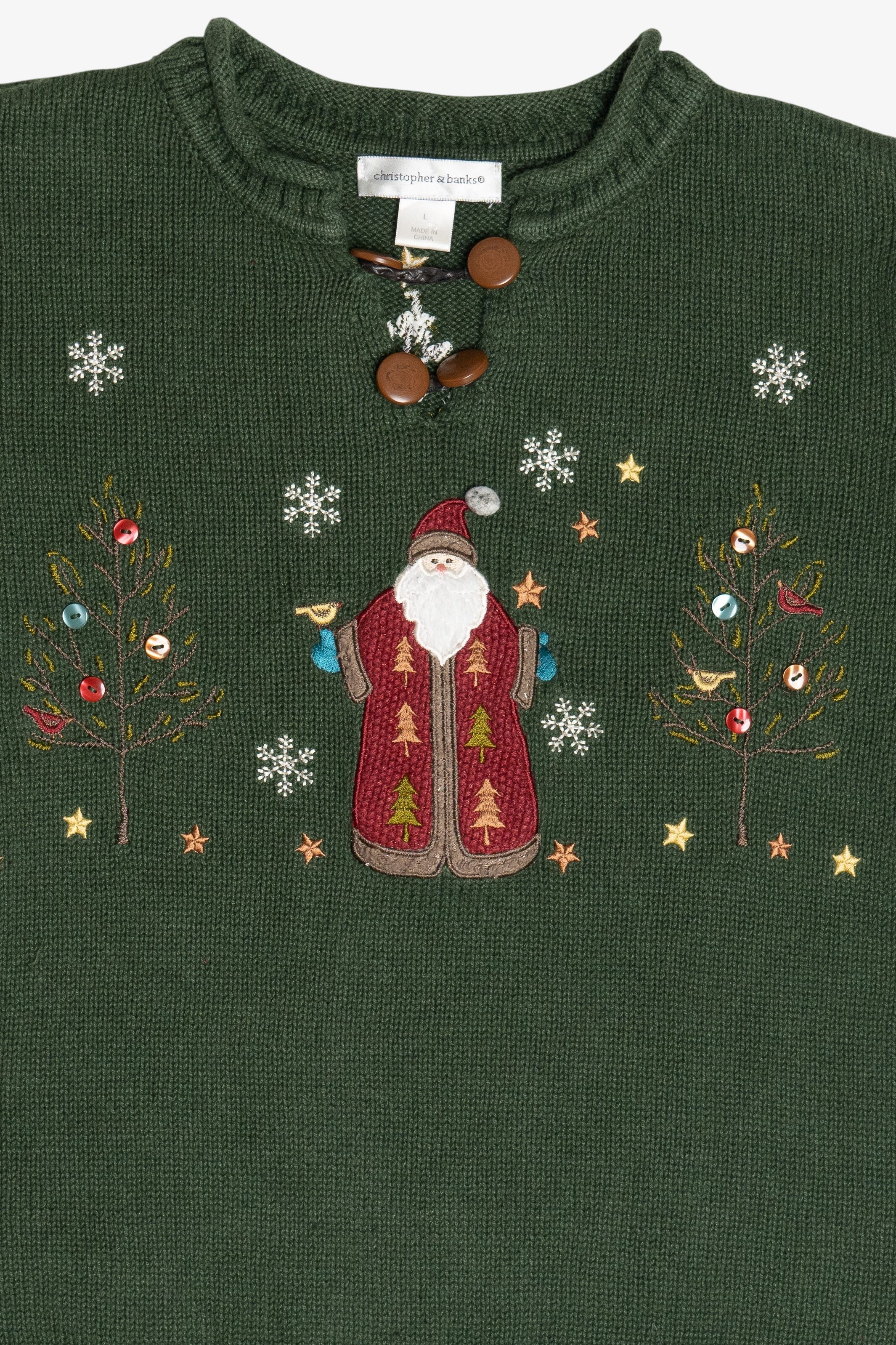 Vintage Christopher & Banks Santa Ugly Christmas Sweater (2000s)