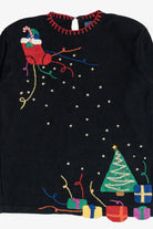 Vintage Hand Embroidered Crochet Details Ugly Christmas Sweater (1990s)