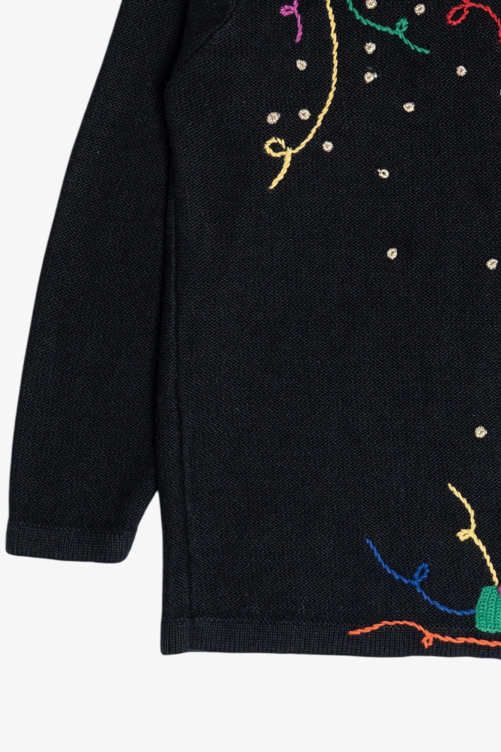 Vintage Hand Embroidered Crochet Details Ugly Christmas Sweater (1990s)