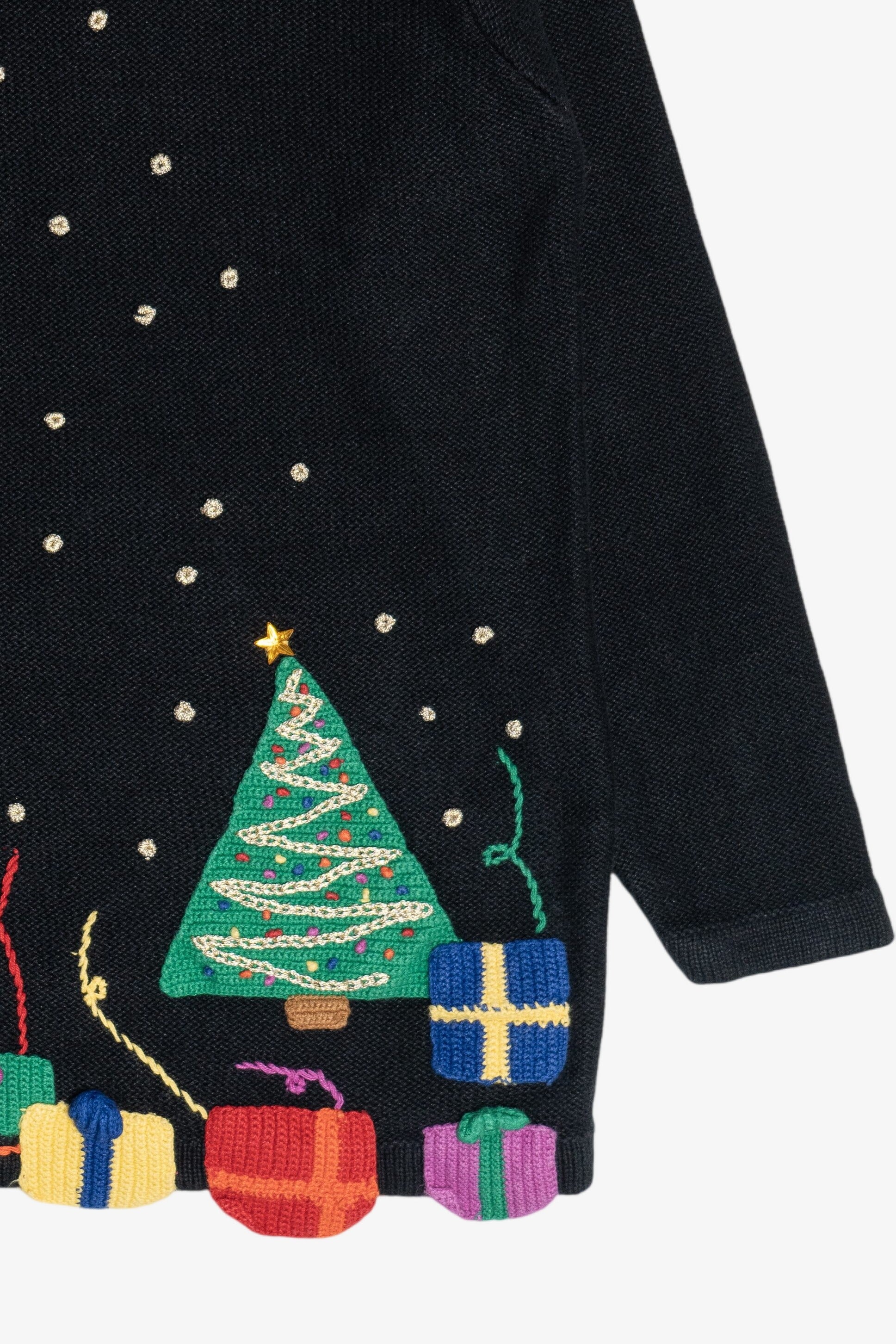 Vintage Hand Embroidered Crochet Details Ugly Christmas Sweater (1990s)