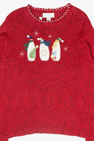 Whimsical Snowman Friends Vintage Ugly Christmas Sweater (2000s)