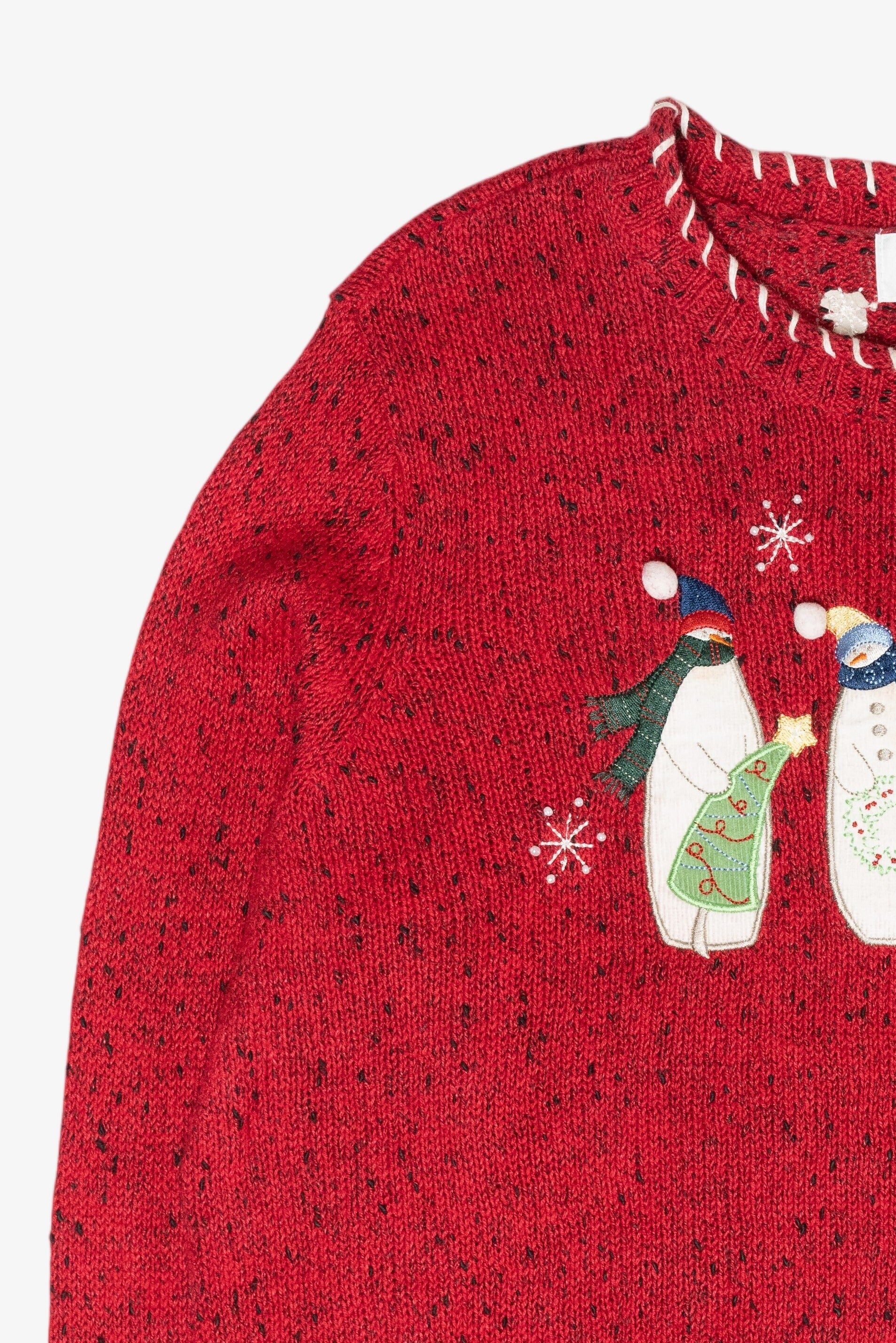Whimsical Snowman Friends Vintage Ugly Christmas Sweater (2000s)
