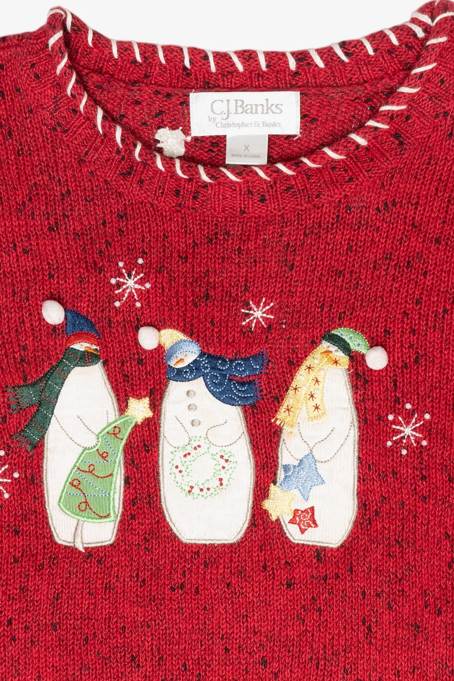 Whimsical Snowman Friends Vintage Ugly Christmas Sweater (2000s)