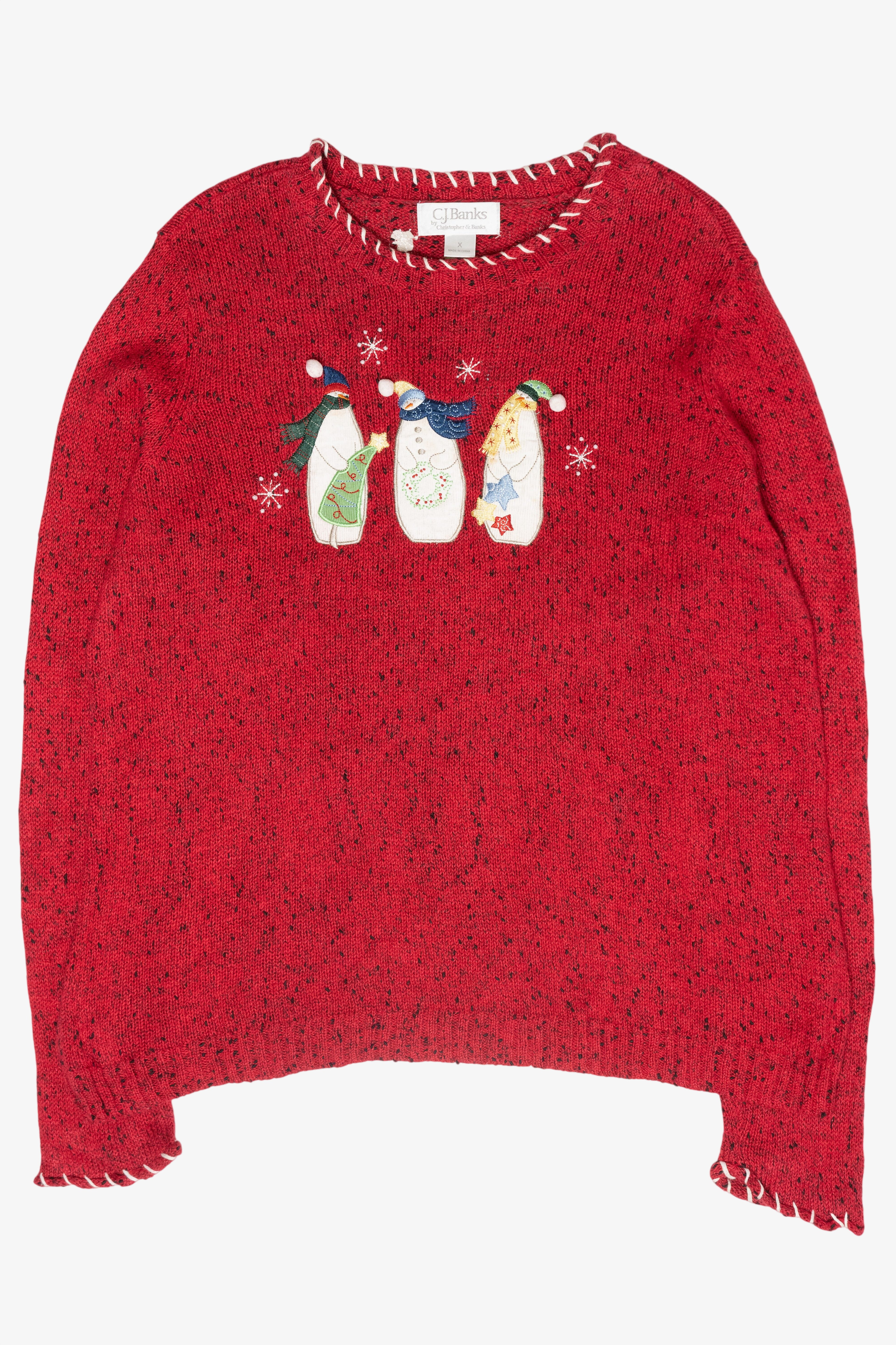 Whimsical Snowman Friends Vintage Ugly Christmas Sweater (2000s)
