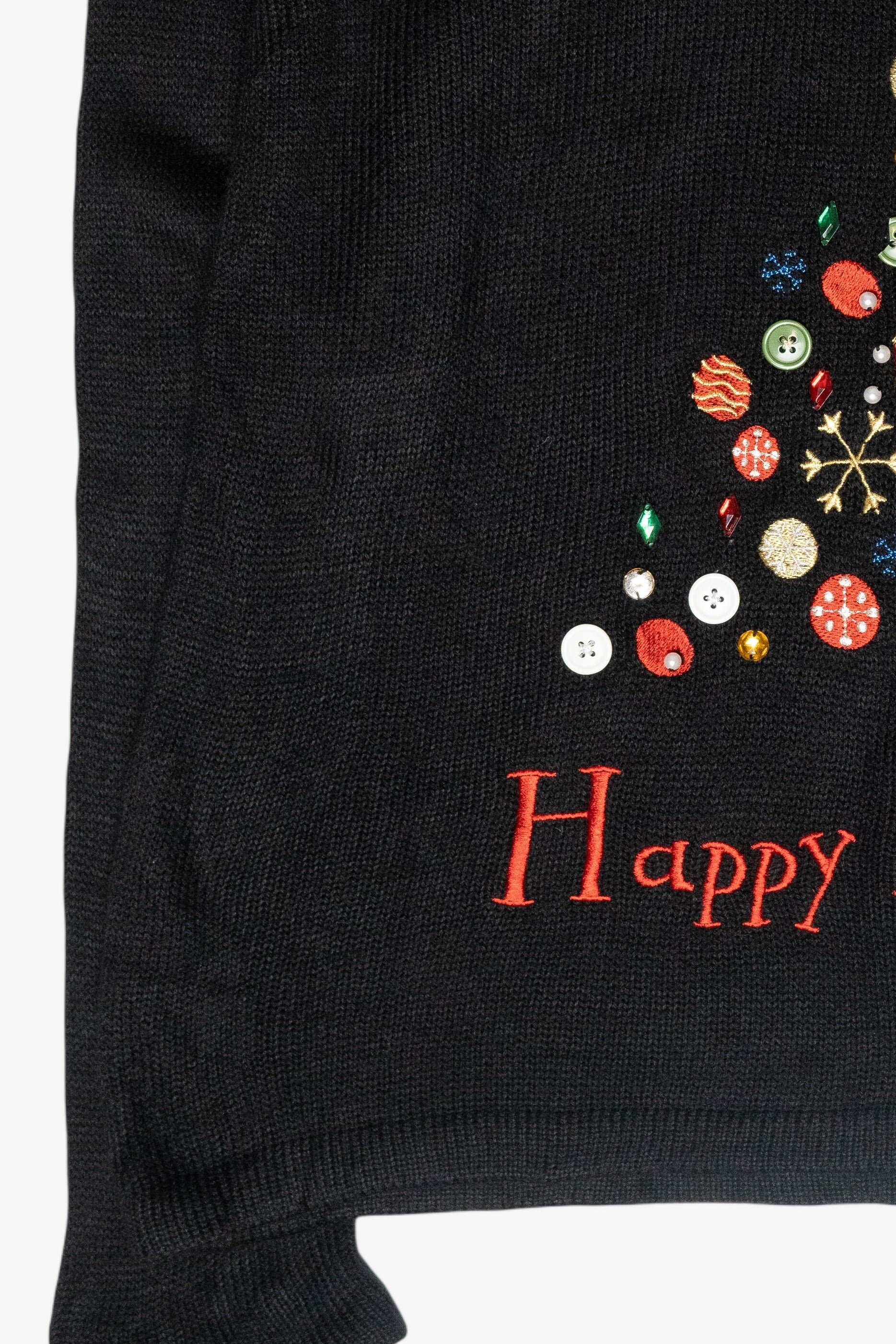 "Happy Holidays" Button Tree Vintage Ugly Christmas Sweater (2000s)