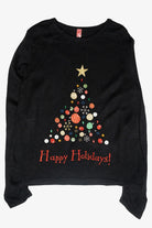 "Happy Holidays" Button Tree Vintage Ugly Christmas Sweater (2000s)