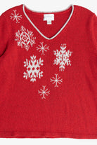 Vintage Hand Embroidered Snowflakes Ugly Christmas Sweater (1990s)