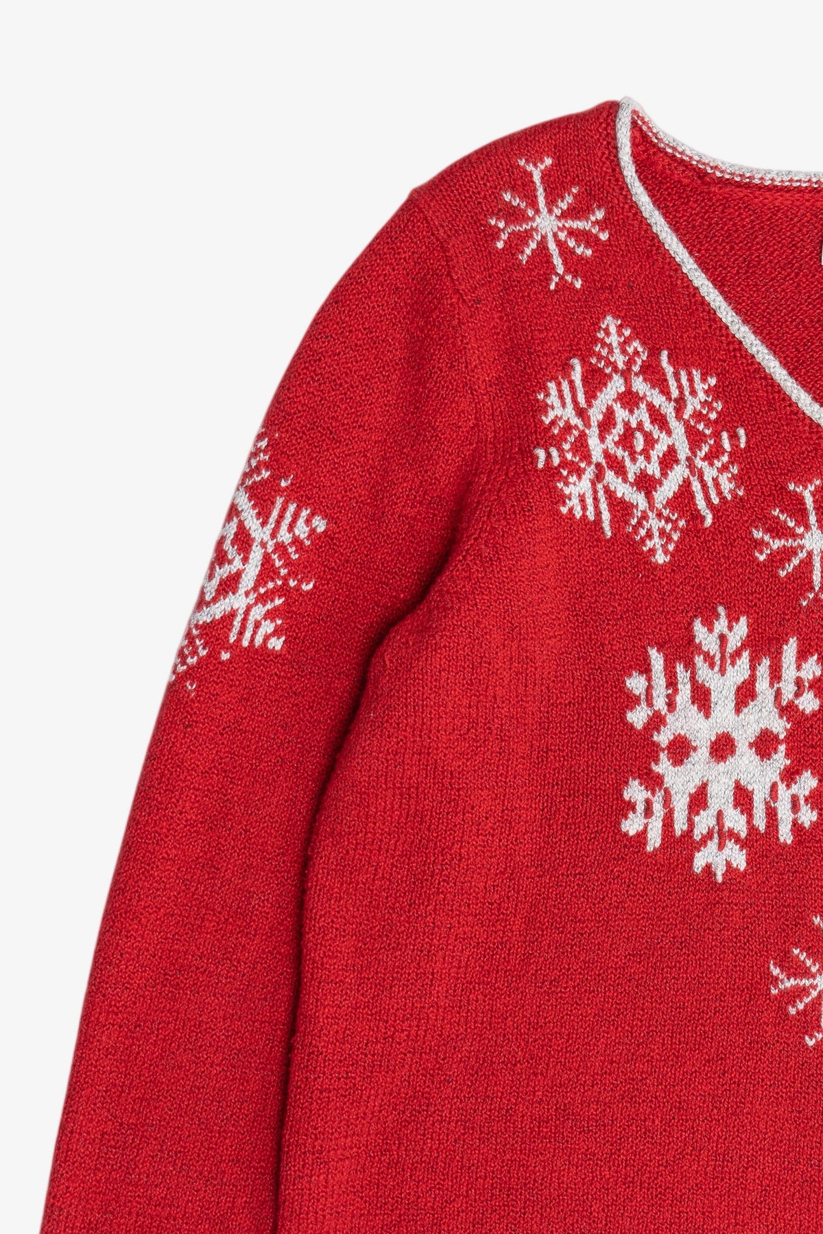 Vintage Hand Embroidered Snowflakes Ugly Christmas Sweater (1990s)