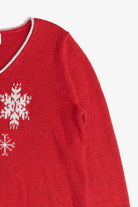 Vintage Hand Embroidered Snowflakes Ugly Christmas Sweater (1990s)
