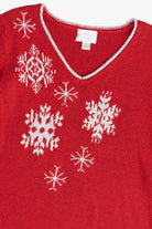 Vintage Hand Embroidered Snowflakes Ugly Christmas Sweater (1990s)