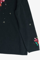 Vintage Beaded & Sequin Flowers Ugly Christmas Pullover (1990s)