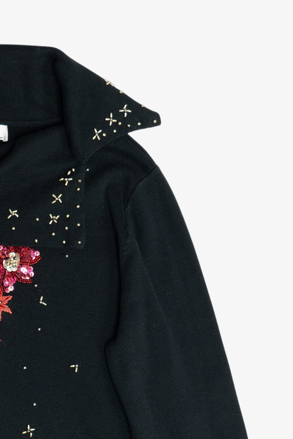 Vintage Beaded & Sequin Flowers Ugly Christmas Pullover (1990s)
