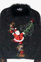 Fur Collar Jolly Santa Vintage Ugly Christmas Pullover (2000s)