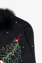 Fur Collar Jolly Santa Vintage Ugly Christmas Pullover (2000s)