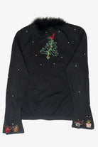 Fur Collar Jolly Santa Vintage Ugly Christmas Pullover (2000s)