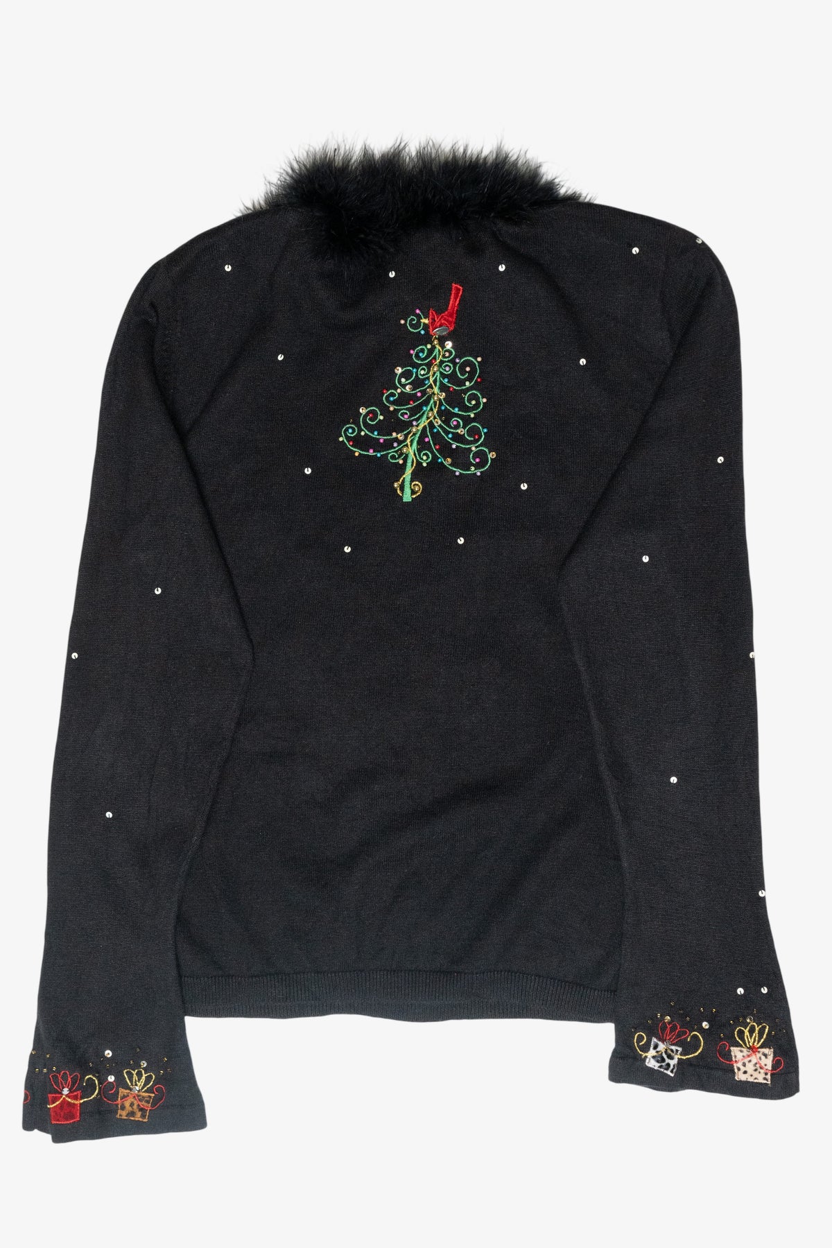 Fur Collar Jolly Santa Vintage Ugly Christmas Pullover (2000s)
