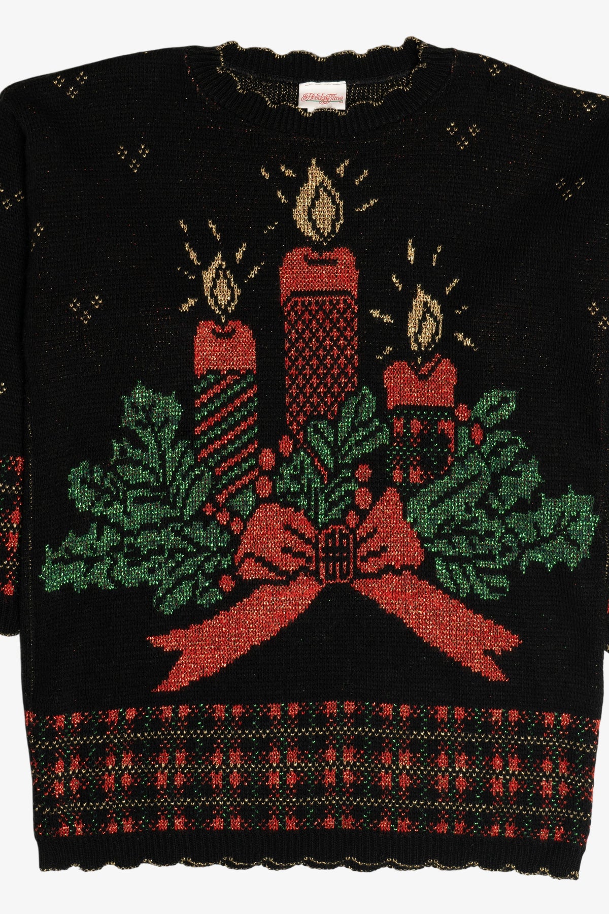Vintage Holiday Candles Ugly Christmas Sweater (1980s)