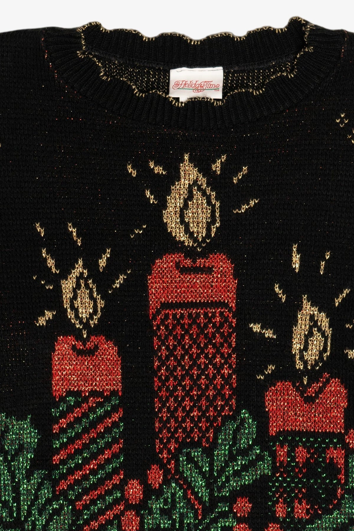 Vintage Holiday Candles Ugly Christmas Sweater (1980s)