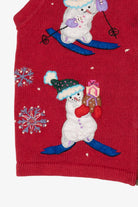 Vintage Red All Points Snowmen Skiing Ugly Christmas Vest (1990s)