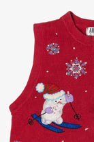 Vintage Red All Points Snowmen Skiing Ugly Christmas Vest (1990s)