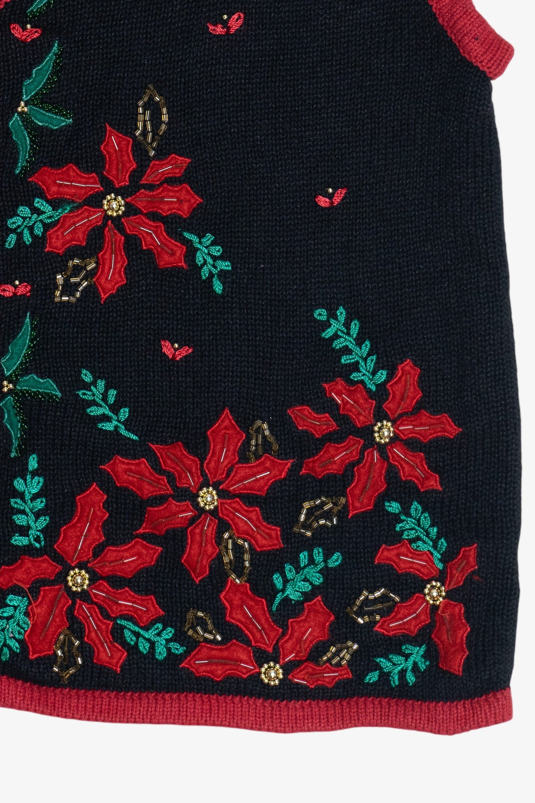 Vintage Bobbie Brooks Poinsettias Ugly Christmas Vest (1990s)