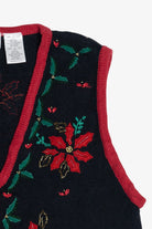 Vintage Bobbie Brooks Poinsettias Ugly Christmas Vest (1990s)