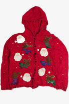 Vintage Red Hooded Ugly Christmas Cardigan 59608