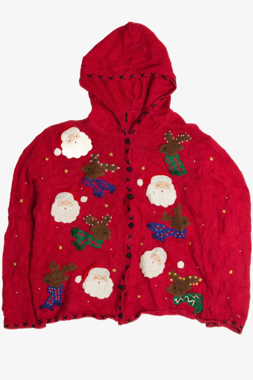 Vintage Red Hooded Ugly Christmas Cardigan 59608