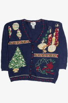 Vintage Blue Ugly Christmas Cardigan 62352