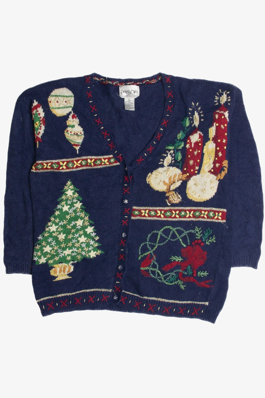 Vintage Blue Ugly Christmas Cardigan 62352