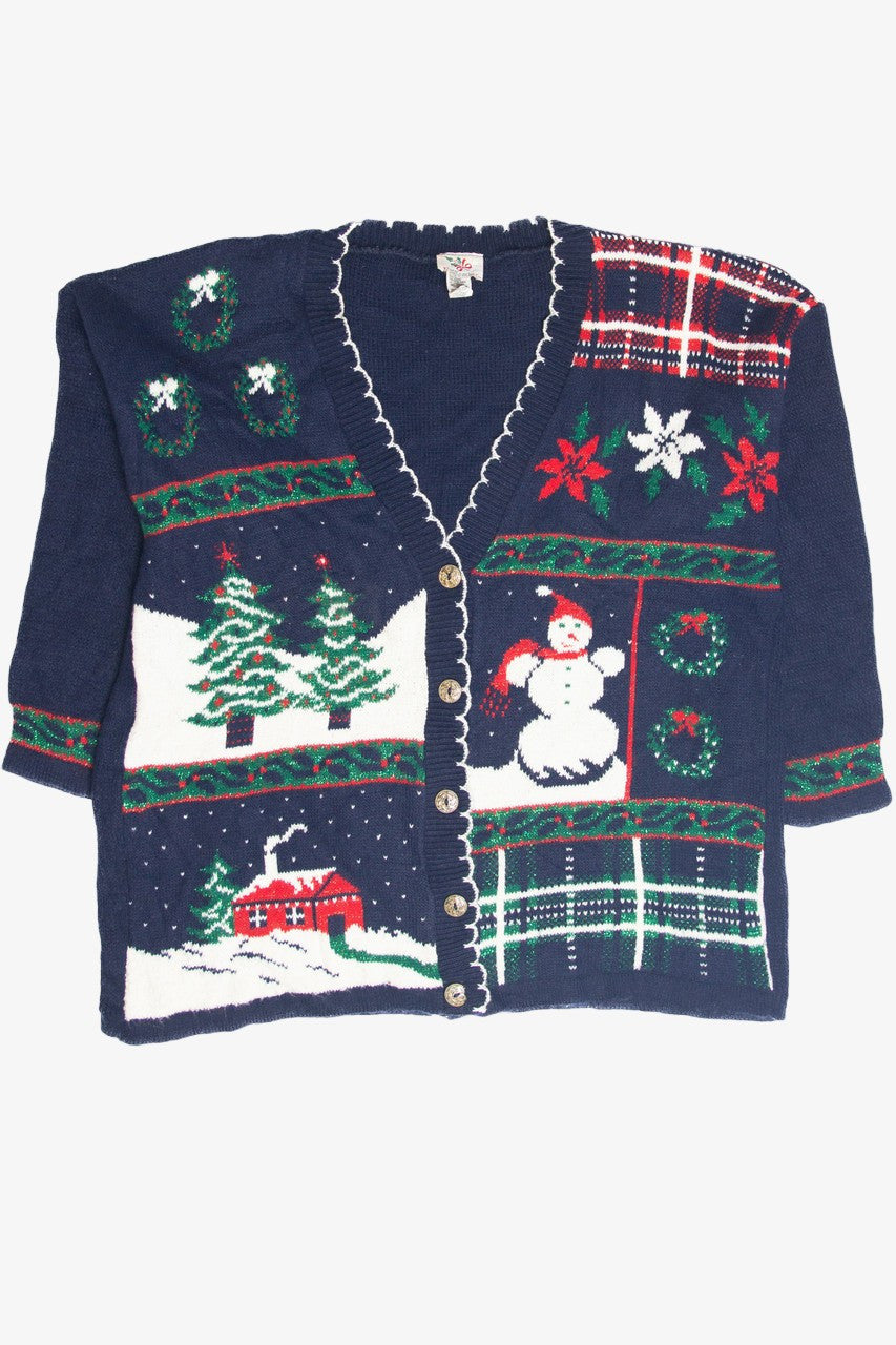 Vintage Blue Ugly Christmas Cardigan 63302
