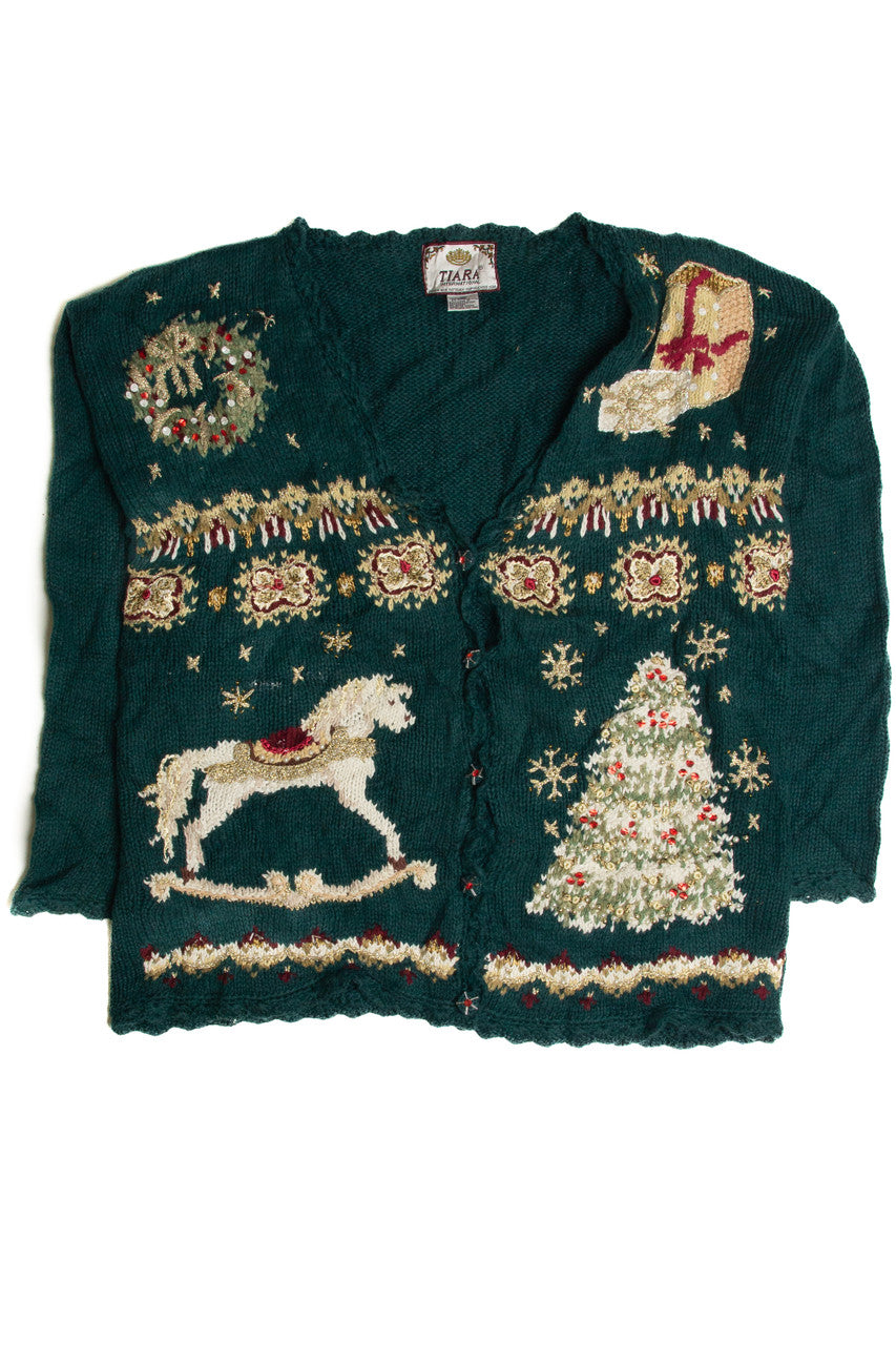 Vintage Green Ugly Christmas Cardigan 62817