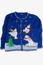 Vintage Blue Ugly Christmas Cardigan 62684