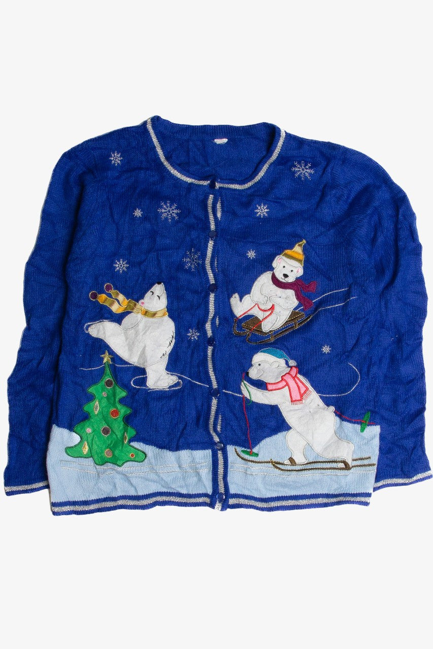 Vintage Blue Ugly Christmas Cardigan 62684