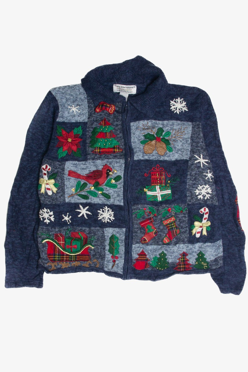 Vintage Blue Ugly Christmas Cardigan 60970