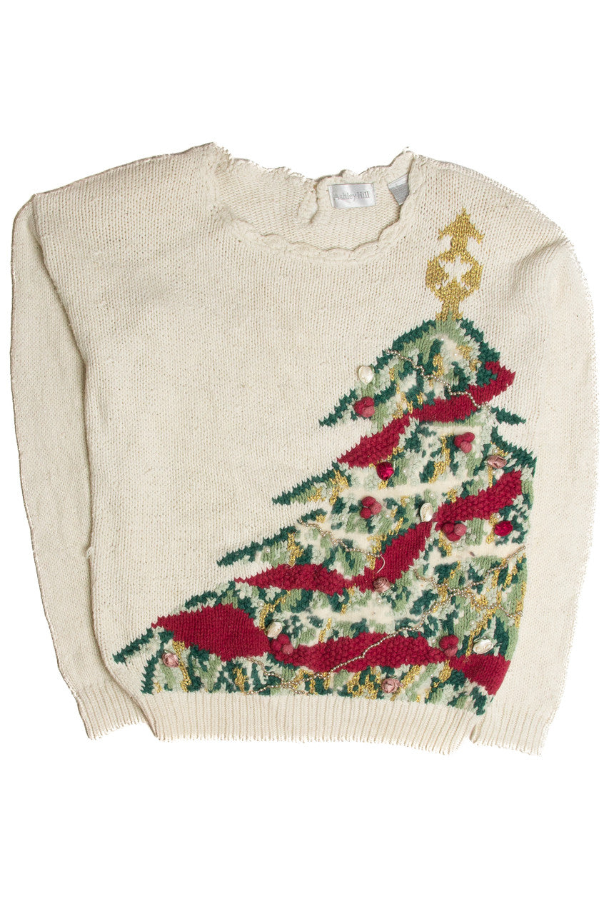 Vintage White Ugly Christmas Sweater 62774