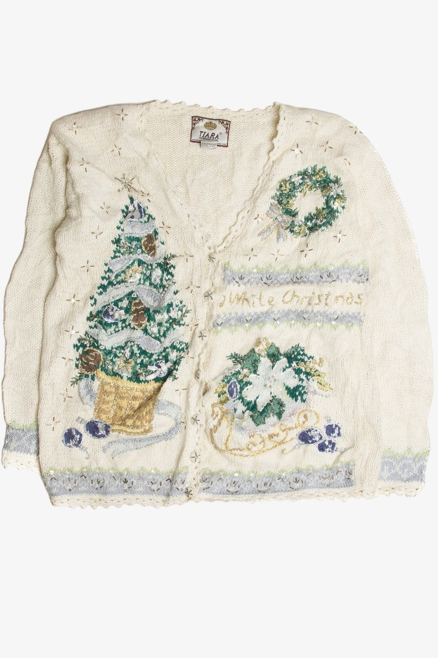 Vintage White Ugly Christmas Cardigan 60954