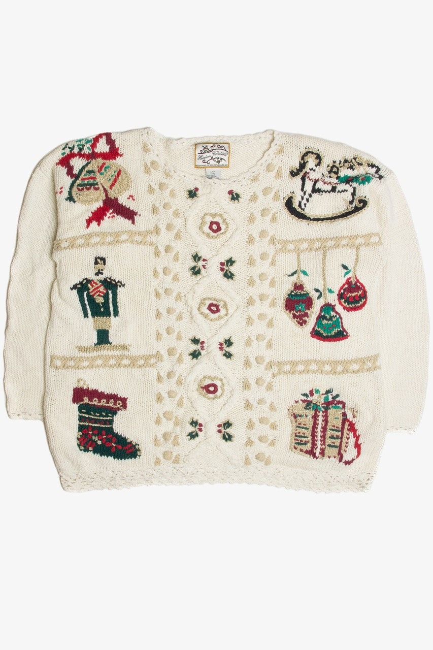 Vintage White Ugly Christmas Sweater 62354