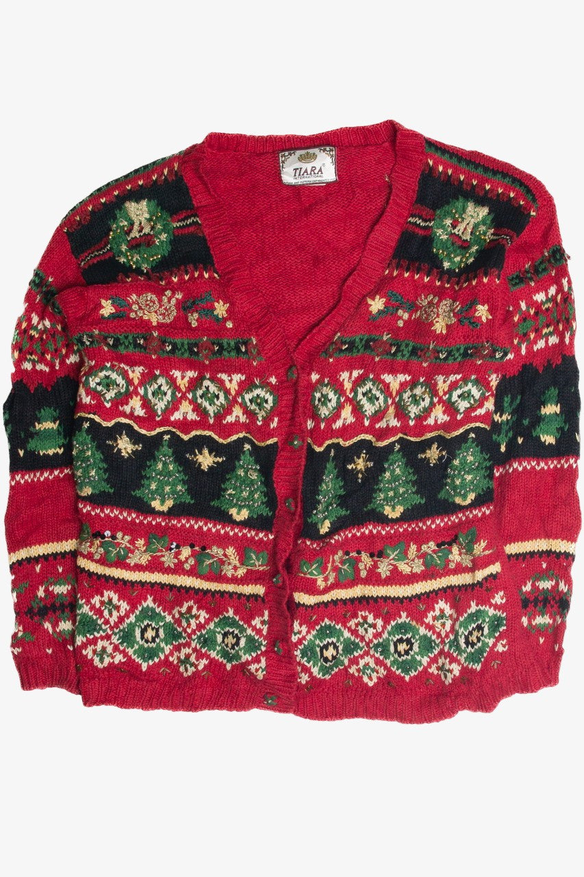 Vintage Red Ugly Christmas Cardigan  Ugly Christmas Sweater