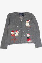 Vintage Gray Dogs Ugly Christmas Cardigan 63285