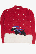 Vintage Dog In The Snow Red Ugly Christmas Sweater 59878